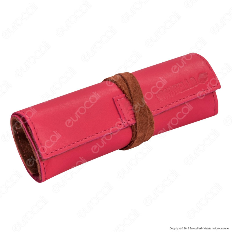 Il Morello Large Portatabacco in Vera Pelle Fucsia e Marrone