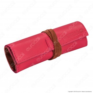 Il Morello Large Portatabacco in Vera Pelle Fucsia e Marrone
