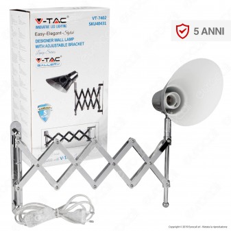 V-Tac VT-7402 Lampada da Muro con Portalampada per Lampadine E27