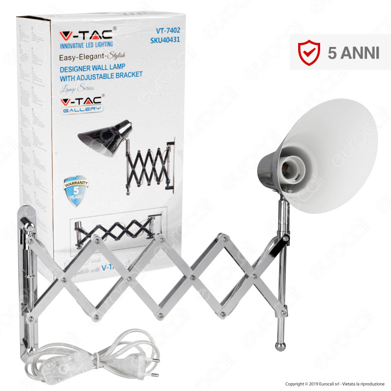 V-Tac VT-7402 Lampada da Muro con Portalampada per Lampadine E27