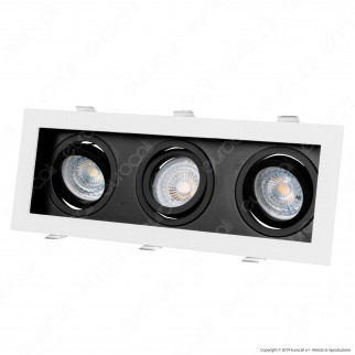 V-Tac VT-887 Portafaretto Orientabile da Incasso per 3 Lampadine GU10 e GU5.3 - SKU 8878