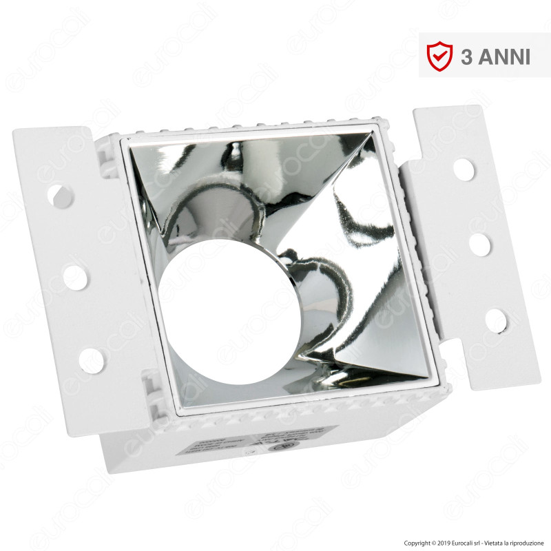 V-Tac VT-890 Portafaretto Quadrato da Incasso con Interno Cromato per Lampadine GU10 e GU5.3 - SKU 8880