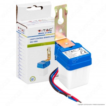 V-Tac VT-8019 Sensore Fotocellula Crepuscolare IP44 per Lampadine -