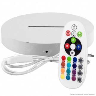 Base in Legno con Striscia LED RGB+W e Telecomando per Placche in Plexiglass Incise al Laser - Made in Italy