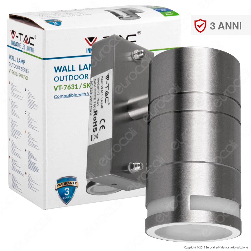 V-Tac VT-7631 Portalampada Wall Light da Muro per Lampadine GU10 -