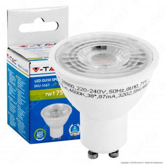 V-Tac VT-2886 D Lampadina LED GU10 7W Faretto Spotlight Dimmerabile