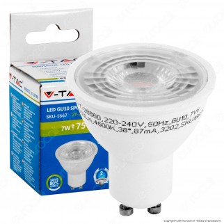 V-Tac VT-2886 D Lampadina LED GU10 7W Faretto Spotlight Dimmerabile