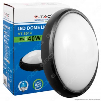 V-Tac VT-8014 Plafoniera LED 8W Forma Ovale Colore Nero - SKU 1267 /