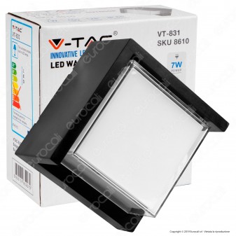 V-Tac VT-831 Lampada LED da Muro 7W Wall Light Colore Nero Forma