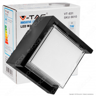 V-Tac VT-831 Lampada LED da Muro 7W Wall Light Colore Nero Forma