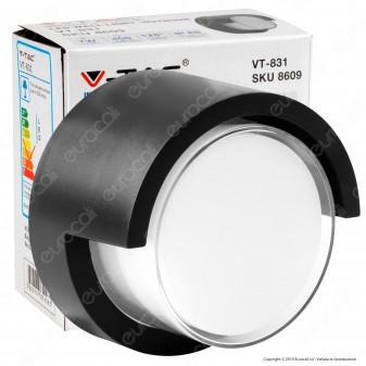 V-Tac VT-831 Lampada LED da Muro 7W Wall Light Colore Nero Forma