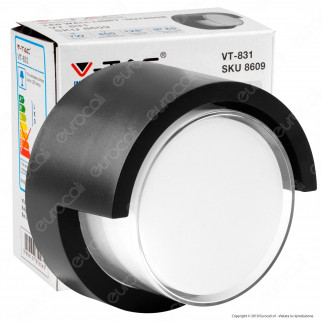V-Tac VT-831 Lampada LED da Muro 7W Wall Light Colore Nero Forma