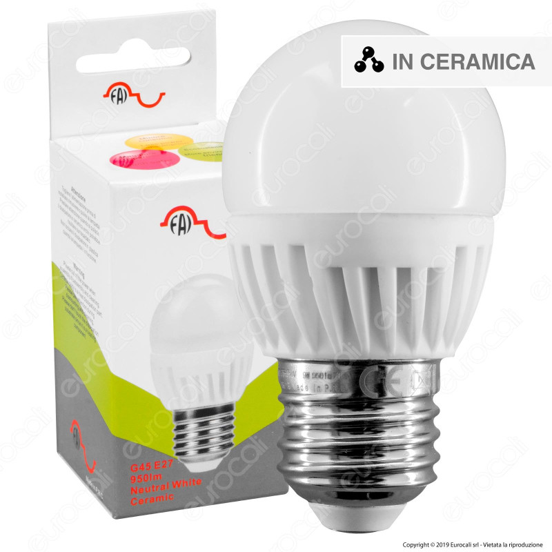 FAI Lampadina LED E27 9W MiniGlobo G45 in Ceramica - mod. 5163/CA /