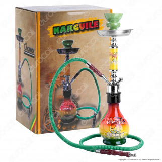 Champ Narghilè in Vetro Lavorato Fantasia Rasta Spirit con 1 Hose