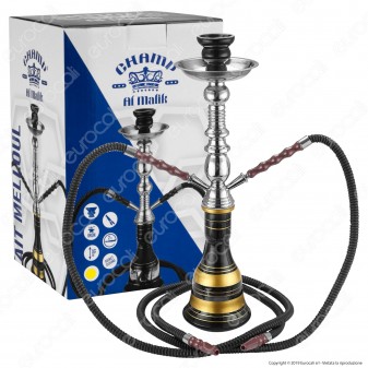 Champ Al Malik Ait Melloul Narghilè in Vetro Lavorato Nero e Oro con