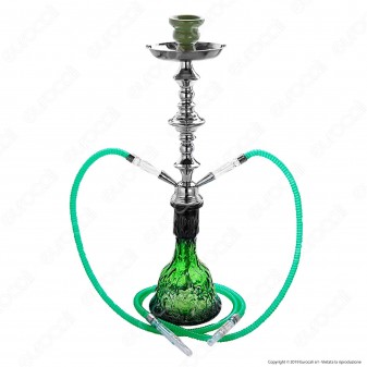 Champ Al Malik Zoumi Narghilè in Vetro Lavorato Verde con 2 Hose mod.