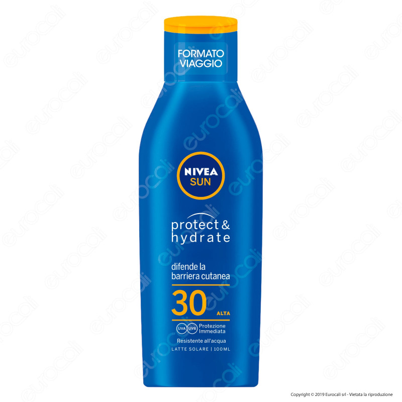 Nivea Sun Latte Solare Protect & Hydrate Formato Viaggio FP 30 - Flacone da 100ml