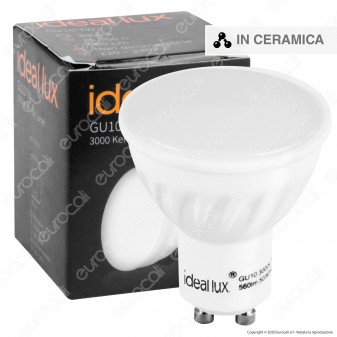 Ideal Lux Lampadina LED GU10 7W Faretto Spotlight in Ceramica 100° -