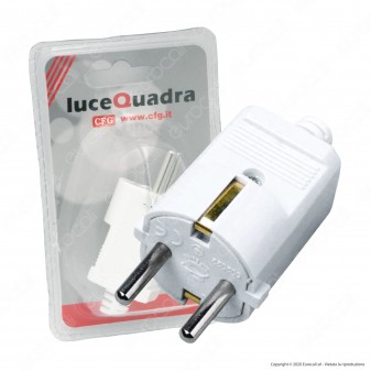 CFG Luce Quadra Spina Singola Schuko con Uscita Cavo Dritta di Colore