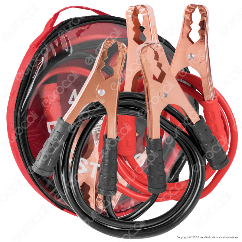 CFG Luce Quadra 2 Cavi Professionali con Morsetti per Batteria Auto