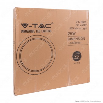 V-Tac VT-8601 Lampada LED a Specchio Rotondo da Parete 25W IP44 con