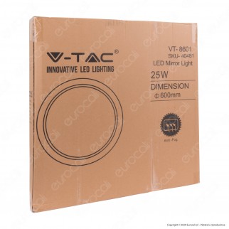 V-Tac VT-8601 Lampada LED a Specchio Rotondo da Parete 25W IP44 con
