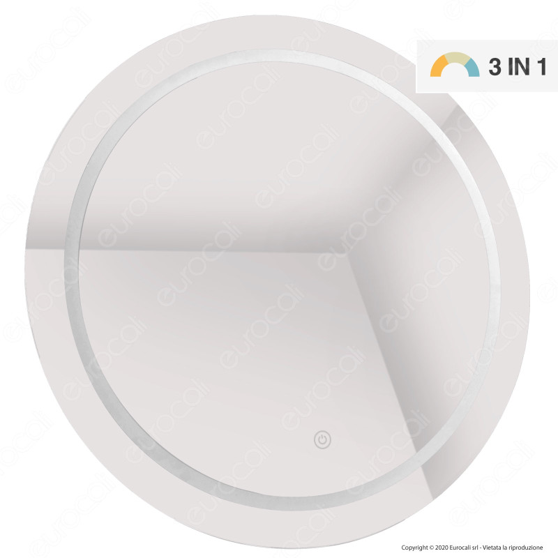 V-Tac VT-8602 Lampada LED a Specchio Rotondo da Parete 25W IP44 3in1