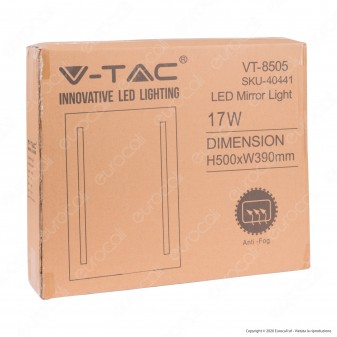 V-Tac VT-8505 Lampada LED a Specchio Rettangolare da Parete 17W IP44