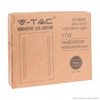 V-Tac VT-8505 Lampada LED a Specchio Rettangolare da Parete 17W IP44