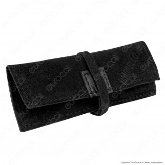 Il Morello Portacartine in Vera Pelle e Pelle Scamosciata Colore Nero