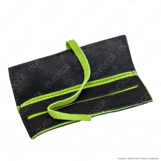 Il Morello Portacartine in Vera Pelle Colore Nero e Verde