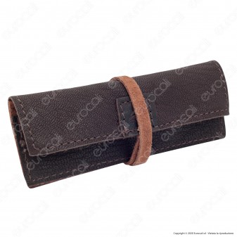 Il Morello Portacartine in Vera Pelle Colore Marrone Scuro e Marrone