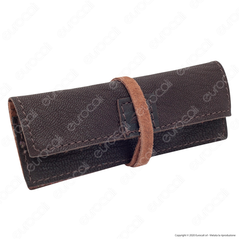 Il Morello Portacartine in Vera Pelle Colore Marrone Scuro e Marrone