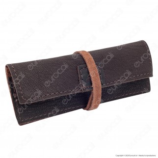 Il Morello Portacartine in Vera Pelle Colore Marrone Scuro e Marrone