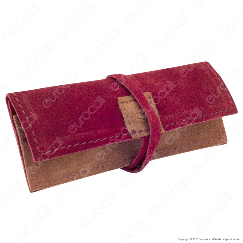 Il Morello Portacartine in Vera Pelle Colore Rosso Bordeaux e Marrone