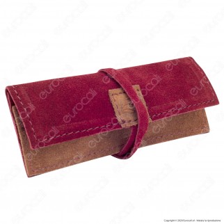 Il Morello Portacartine in Vera Pelle Colore Rosso Bordeaux e Marrone