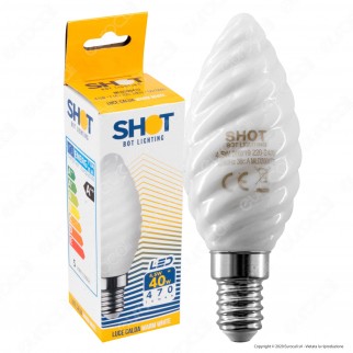 Bot Lighting Shot Lampadina LED E14 4,5W Candela Twist Vetro Bianco