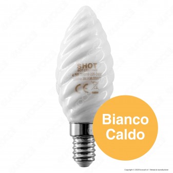 Bot Lighting Shot Lampadina LED E14 4,5W Candela Twist Vetro Bianco