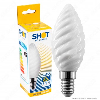 Bot Lighting Shot Lampadina LED E14 6W Candela Twist Vetro Bianco