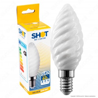 Bot Lighting Shot Lampadina LED E14 6W Candela Twist Vetro Bianco