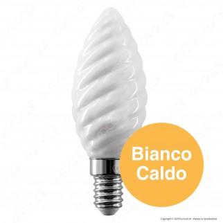 Bot Lighting Shot Lampadina LED E14 6W Candela Twist Vetro Bianco