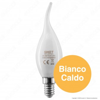 Bot Lighting Shot Lampadina LED E14 6W Candela Fiamma Vetro Bianco
