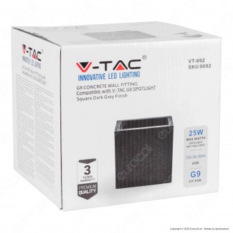 V-Tac VT-892 Applique Portalampada da Muro Concrete Wall Fitting