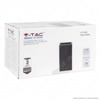 V-Tac VT-893 Applique Portalampada Doppio da Muro Concrete Wall