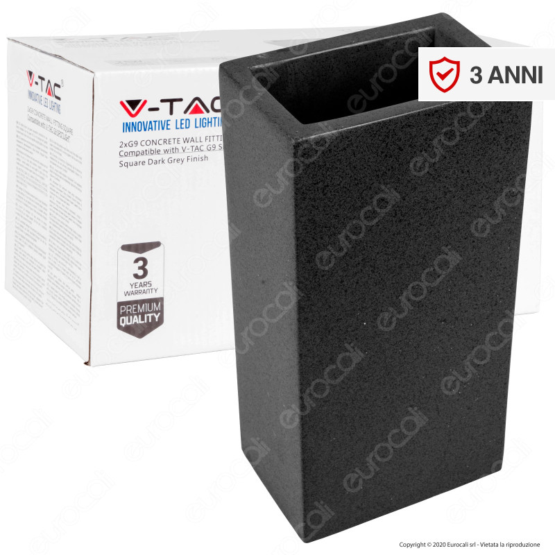 V-Tac VT-893 Applique Portalampada Doppio da Muro Concrete Wall