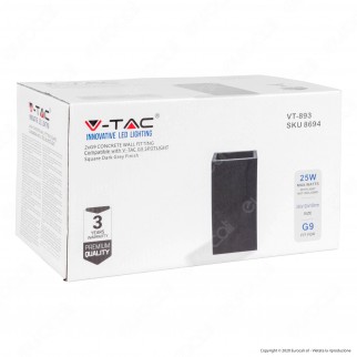 V-Tac VT-893 Applique Portalampada Doppio da Muro Concrete Wall