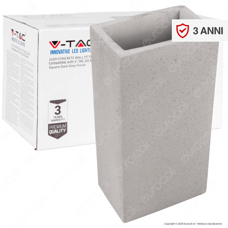 V-Tac VT-893 Applique Portalampada Doppio da Muro Concrete Wall