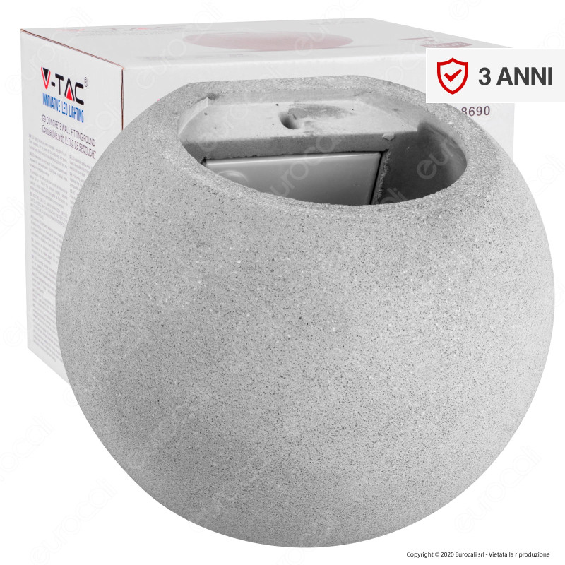V-Tac VT-891 Applique Portalampada Rotondo da Muro Concrete Wall