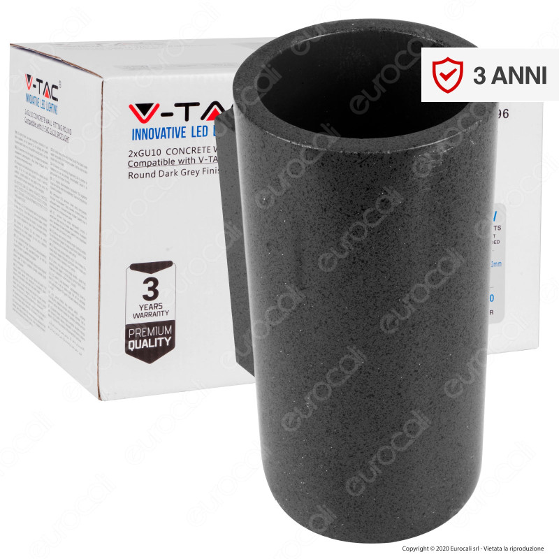 V-Tac VT-894 Applique Cilindro Portalampada Doppio da Muro Concrete