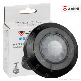 V-Tac VT-8091 Sensore di Movimento a Infrarossi PIR per Lampadine LED